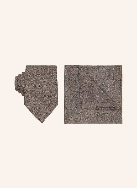 Sterlington Set: Pocket square and Tie TAUPE
