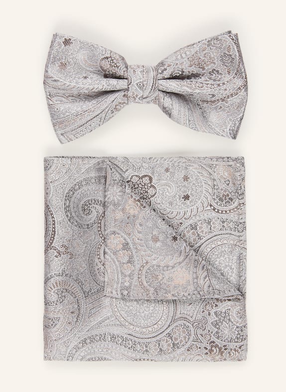 Sterlington Ensemble : nœud papillon et pochette de costume ARGENT