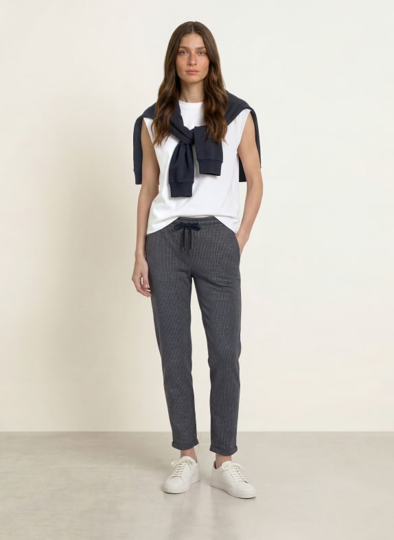 Juvia 7/8 broek MARGIE in joggingstijl DONKERBLAUW / CRÈME