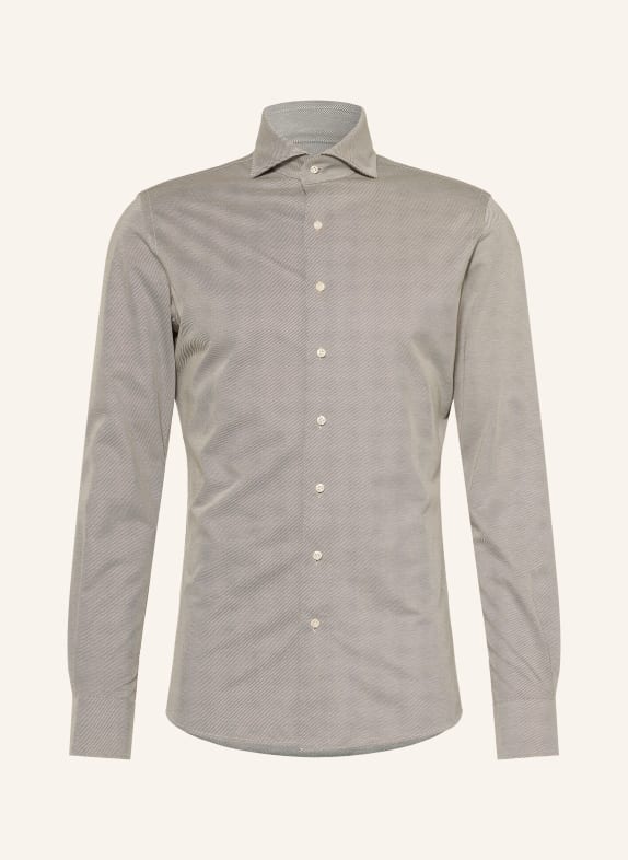 PROFUOMO Hemd Slim Fit DUNKELGRÜN / CREME