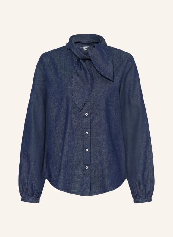 BRAX VELIA denim blouse with detachable bow DARK BLUE