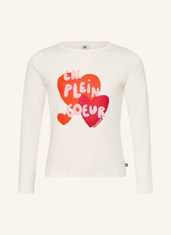PETIT BATEAU Longsleeve ECRU / DUNKELROT / ROT