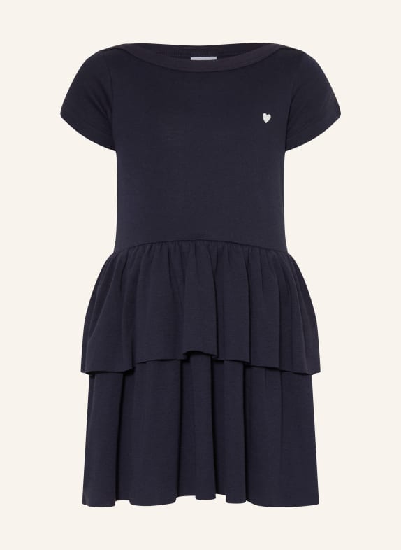 PETIT BATEAU Jerseyjurk met volants DONKERBLAUW