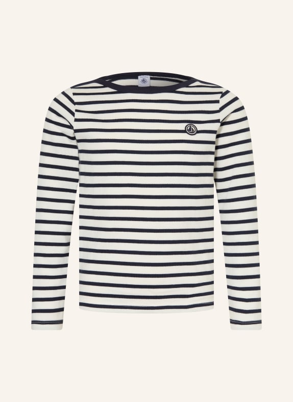 PETIT BATEAU Long-sleeve shirt WHITE / DARK BLUE