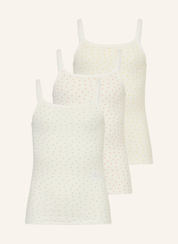 PETIT BATEAU 3-Pack Tops WHITE / ORANGE / YELLOW