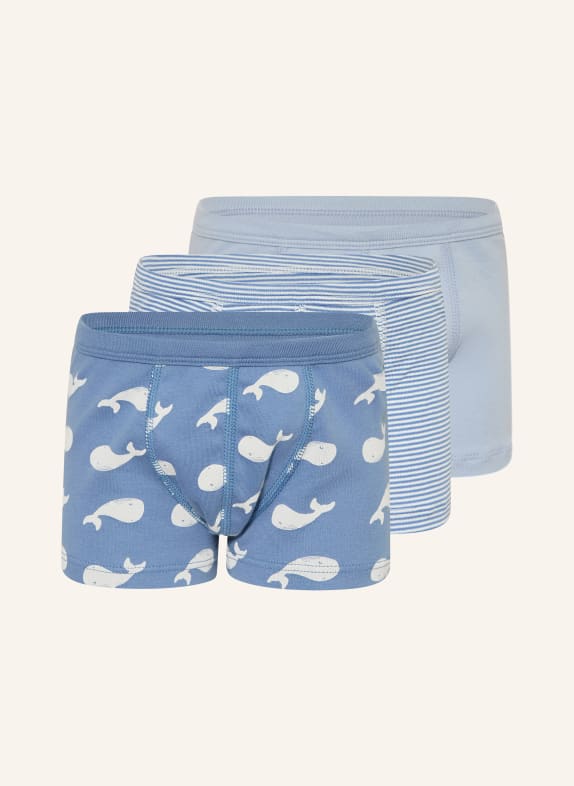 PETIT BATEAU Set van 3 Boxershorts LICHTBLAUW / BLAUWGRIJS / WIT