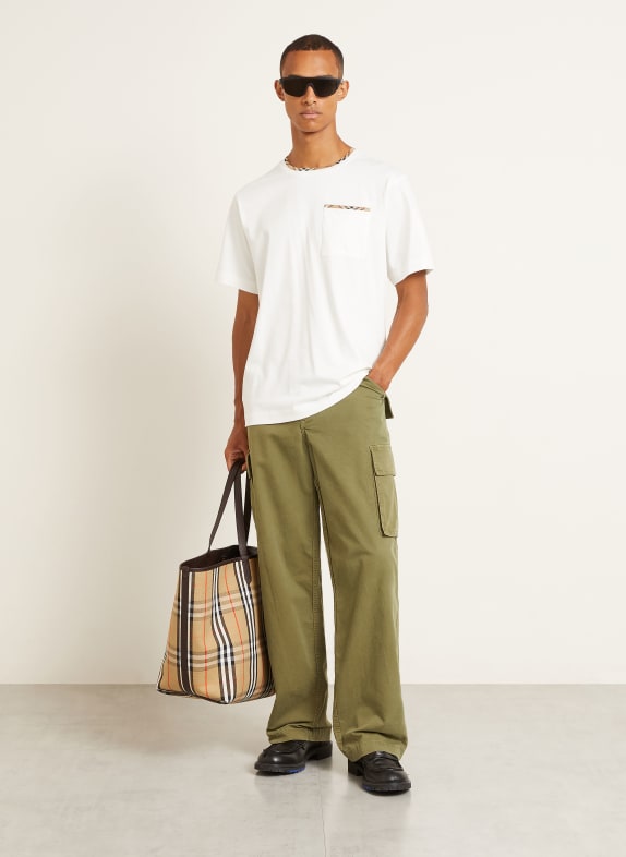 BURBERRY Tričko RYAN BÍLÁ / VELBLOUDÍ