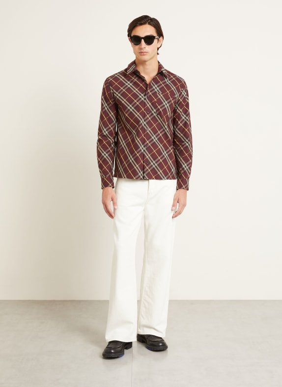 BURBERRY Overhemd DONALD Classic Fit DONKERROOD / MARRON FONCÉ / LICHTGEEL