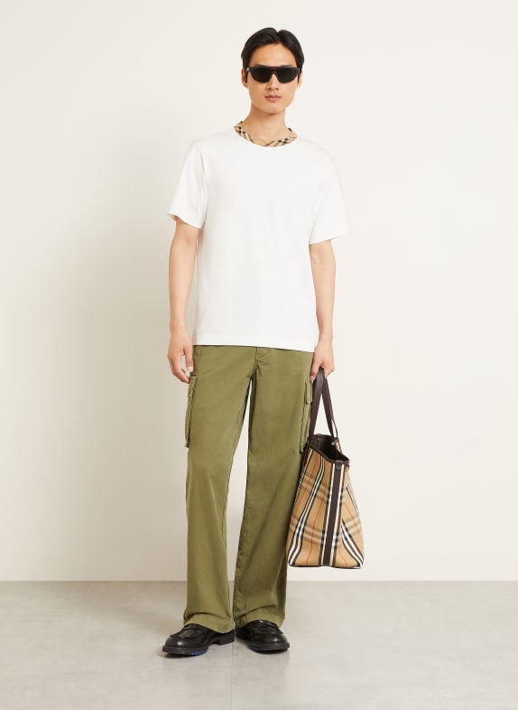 BURBERRY Tričko RYAN BÍLÁ / BÉŽOVÁ / ČERNÁ
