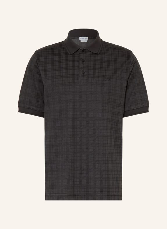 BURBERRY Stickad pikétröja PELHAM Relaxed Fit MÖRKGRÅ / SVART