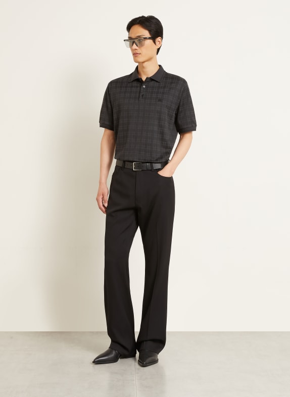 BURBERRY Pletená polokošile PELHAM Relaxed Fit TMAVĚ ŠEDÁ / ČERNÁ