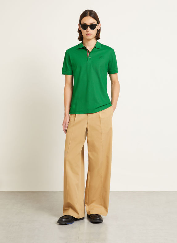 BURBERRY Polokošile z piké EDDIE Slim Fit ZELENÁ
