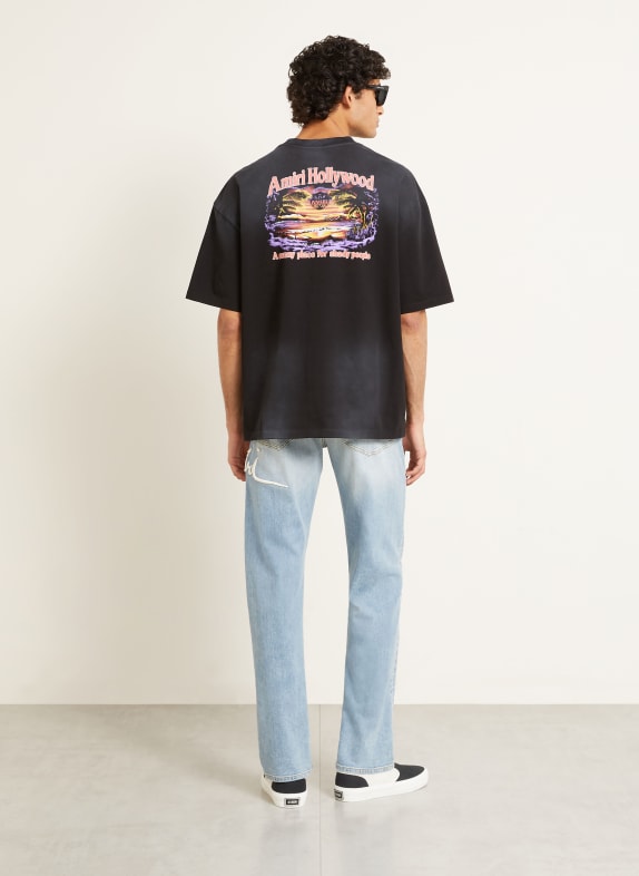 AMIRI T-shirt SUNNY PLACE ZWART / PAARS / ROOD