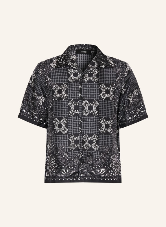 AMIRI Resorthemd Comfort Fit aus Seide SCHWARZ / GRAU / WEISS