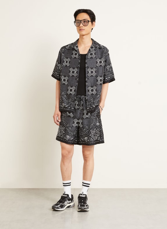 AMIRI Resort-overhemd Comfort Fit van zijde ZWART / GRIJS / WIT