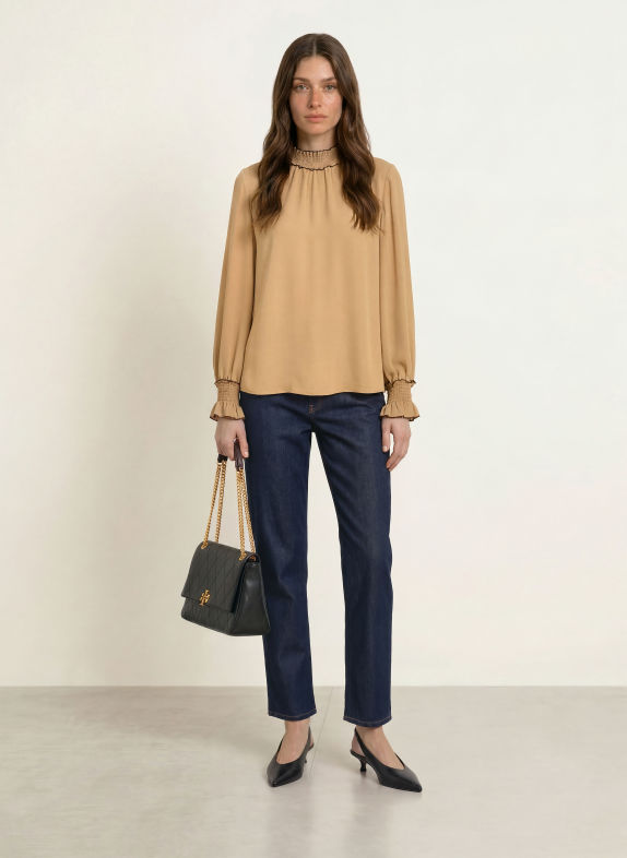 MARC CAIN Blouseshirt met ruches 620 tannin