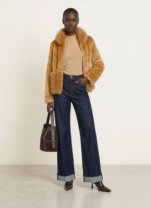 MARC CAIN Veste en fausse fourrure 620 tannin