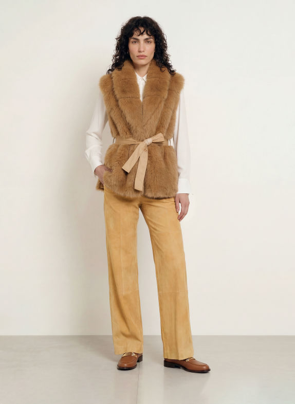 MARC CAIN Leren broek 620 tannin