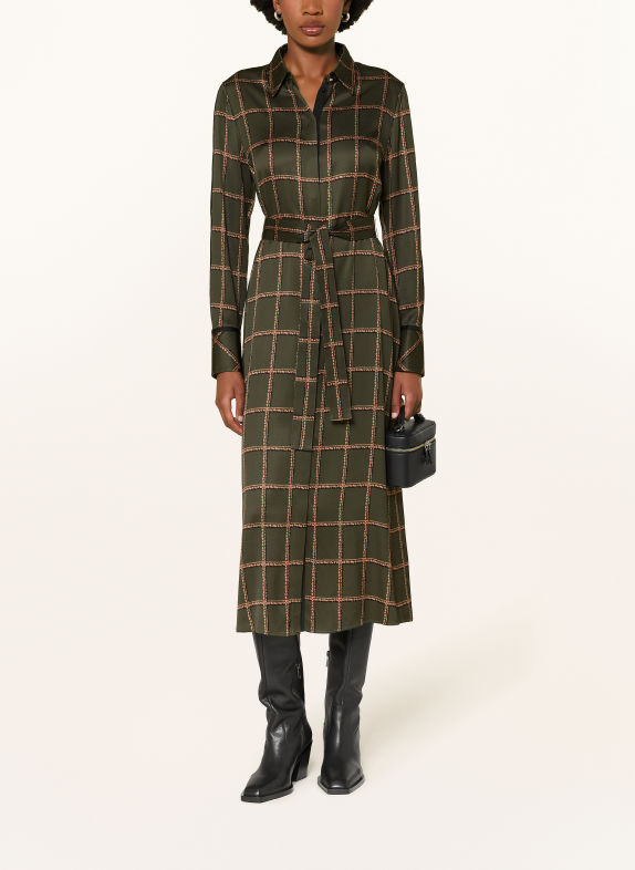 MARC CAIN Satin shirt dress 599 forest night new