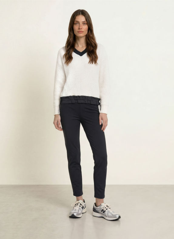 MARC CAIN Pullover im Materialmix 190 white and black