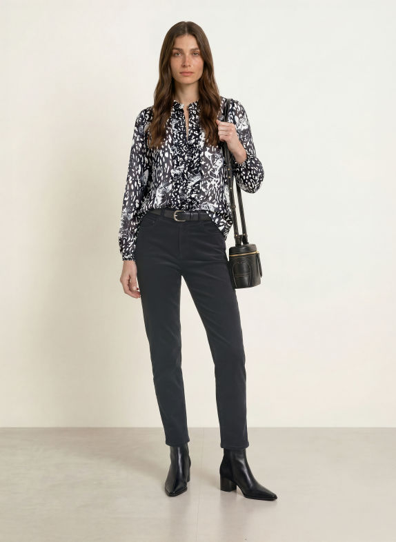 MARC CAIN Blusenshirt mit Rüschen 900 black new