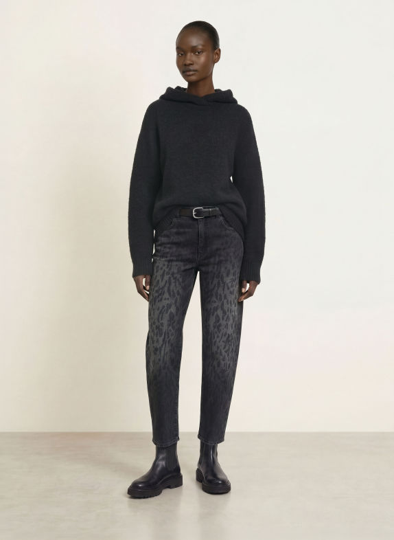MARC CAIN Knit Hoodie with Alpaca 900 black new