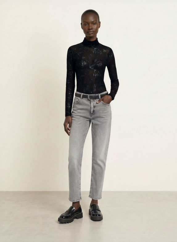 MARC CAIN Haut à manches longues en velours 900 black new