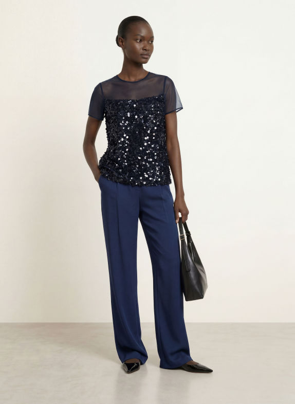 MARC CAIN Blusenshirt mit Pailletten 393 pageant blue