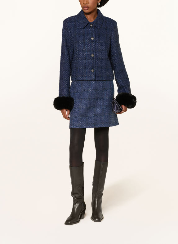 MARC CAIN Tweedrok met glittergaren 393 pageant blue