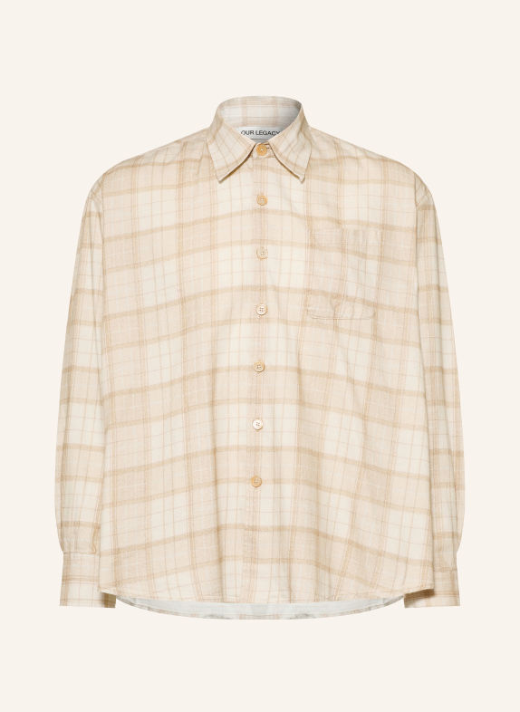 OUR LEGACY Comfort Fit Flannel Shirt LIGHT GRAY / BEIGE / GRAY