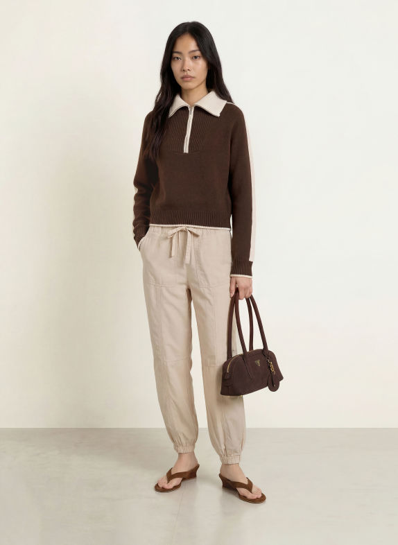 FROM FUTURE Cashmere-Troyer DUNKELBRAUN / WEISS