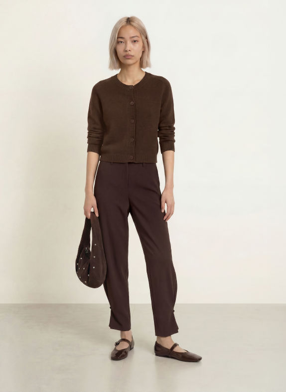 FROM FUTURE Strickjacke aus Cashmere DUNKELBRAUN