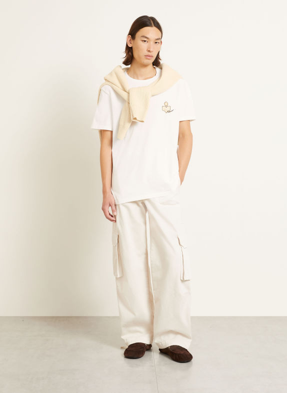 ISABEL MARANT T-shirt HONORE WIT / MARRON FONCÉ / BEIGE