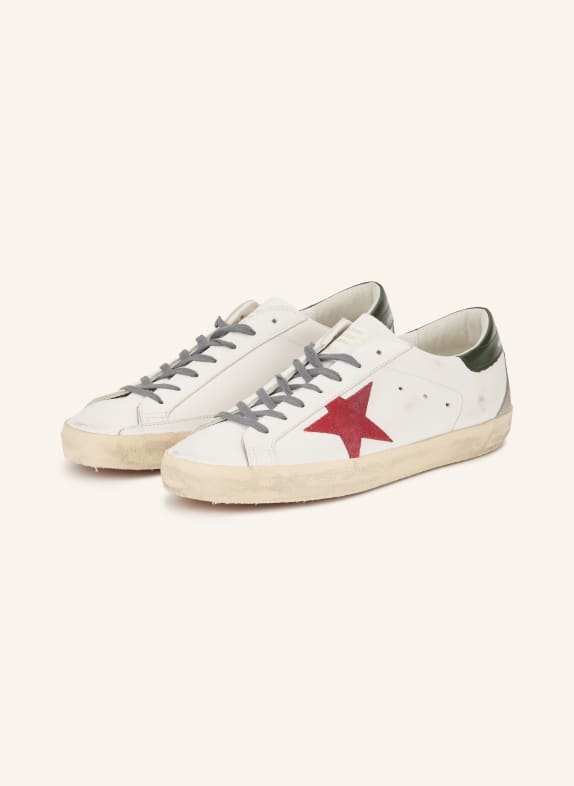 GOLDEN GOOSE Sneaker SUPER-STAR WEISS / DUNKELROT / DUNKELGRÜN