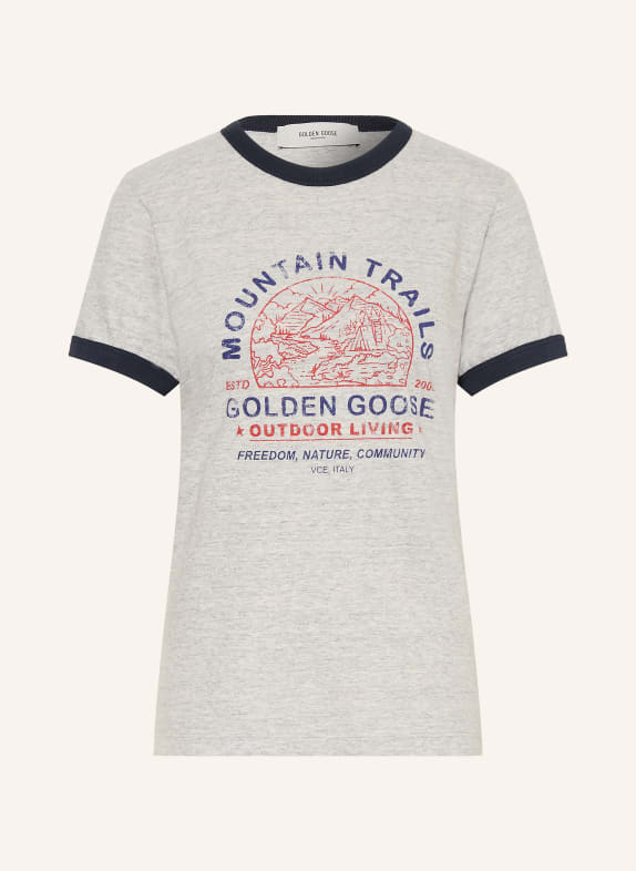 GOLDEN GOOSE JOURNEY T-shirt LIGHT GRAY / RED / DARK BLUE