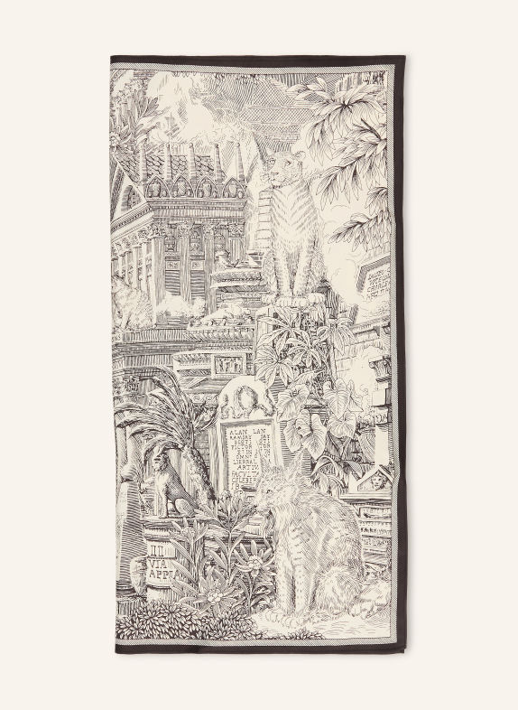 INOUI EDITIONS Hedvábný šátek PIRANESI ČERNÁ / BÍLÁ