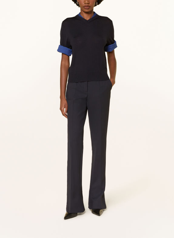 DOROTHEE SCHUMACHER Gebreid shirt CHIC MERINO in een materiaalmix DONKERBLAUW / BLAUW