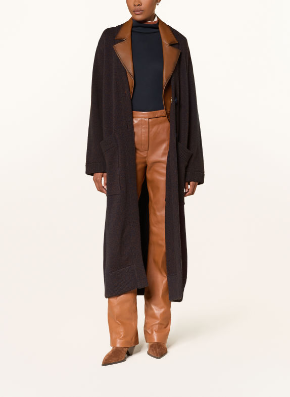 DOROTHEE SCHUMACHER Gebreide jas met afneembare Kraag BRUIN / DONKERBLAUW
