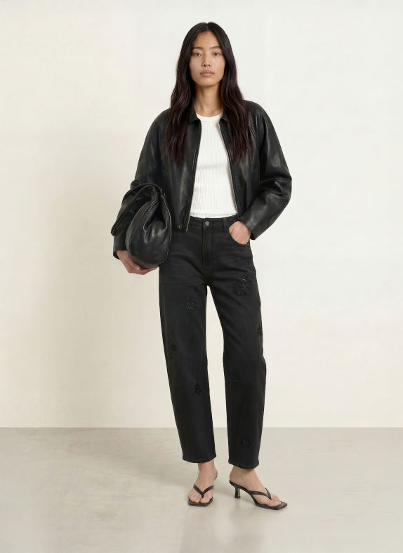 ELIAS RUMELIS Barrel jeans YOANA SPECIAL met sierstenen 1347 dirty black