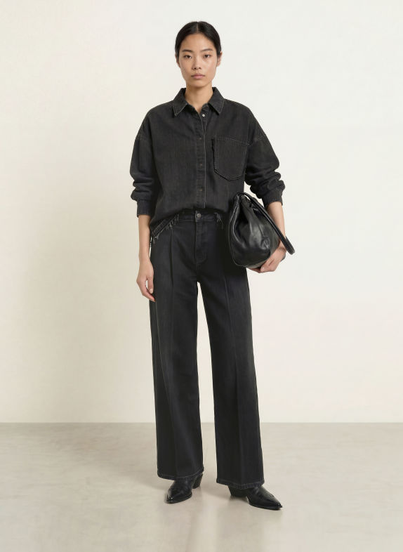 ELIAS RUMELIS Oversized-Jeansbluse BRIALY DUNKELGRAU