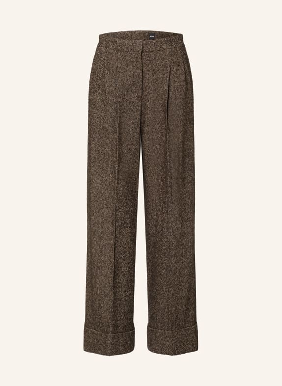 BOSS TIANARA Wide-leg trousers DARK BROWN / LIGHT BROWN