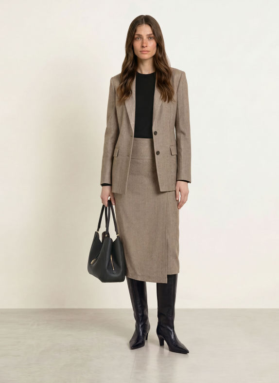 BOSS VORNARA Skirt LIGHT BROWN / DARK BROWN