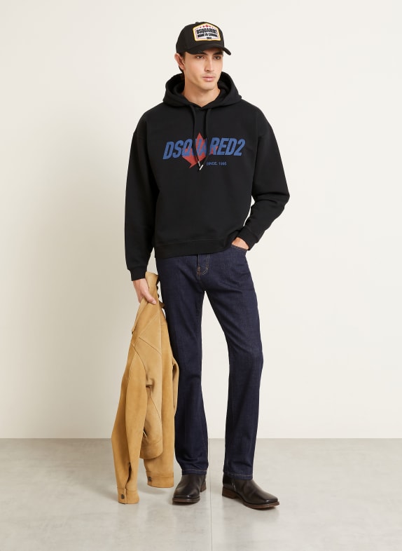 DSQUARED2 Hoodie ZWART / ROOD / DONKERBLAUW