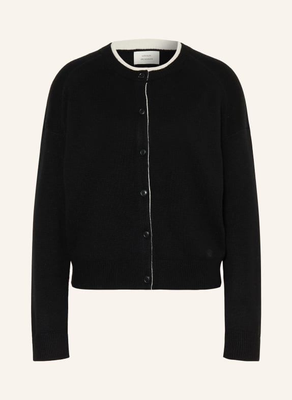 LOULOU DE SAISON NICOLA Cashmere Cardigan BLACK / WHITE