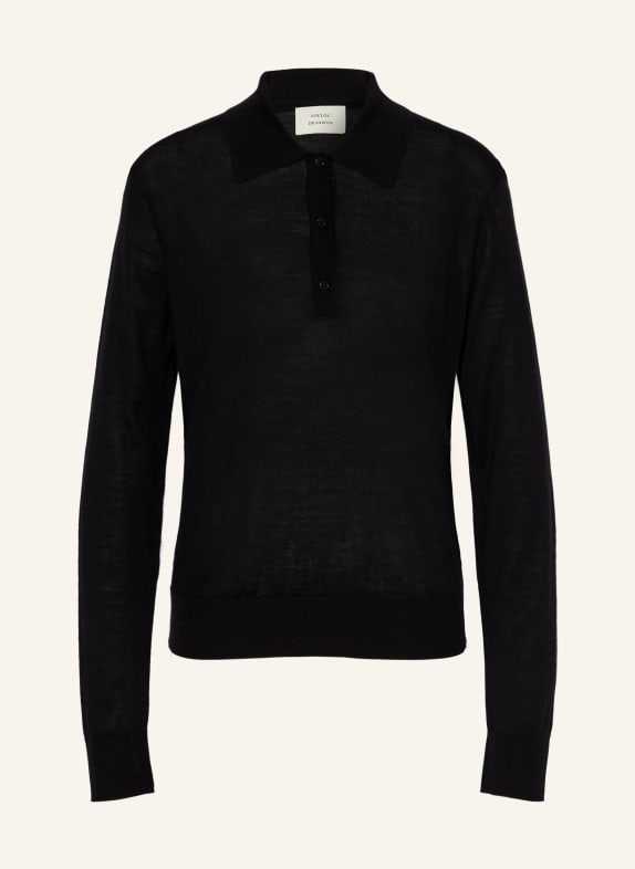 LOULOU DE SAISON MILES Knit Cashmere Polo Shirt BLACK