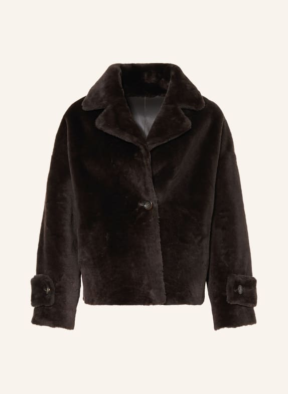 manzoni 24 Reversible leather jacket DARK BROWN