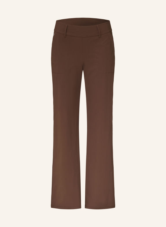 ALBERTO LUCY wide-leg trousers with Rhinestones DARK BROWN