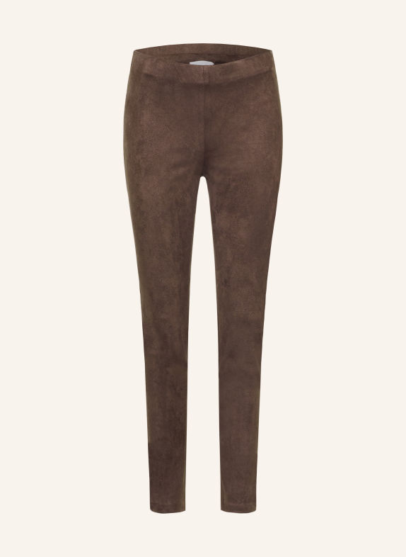 darling harbour Pantalon aspect cuir DARK BROWN