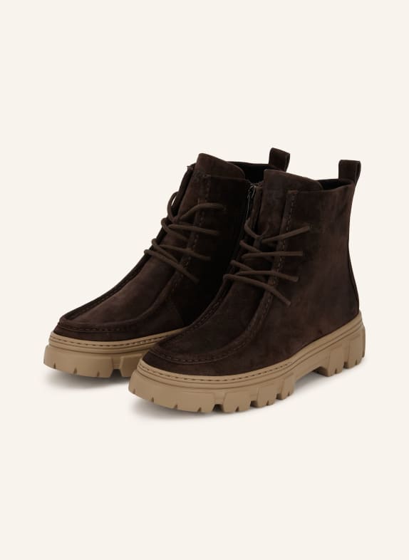 paul green Lace-up boots DARK BROWN / TAUPE