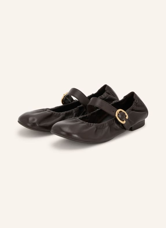paul green Mary-Jane-Ballerinas DUNKELBRAUN / GOLD